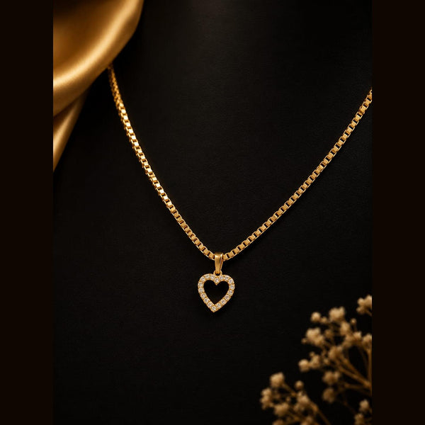 Clear Stone Heart Box Chain Necklace