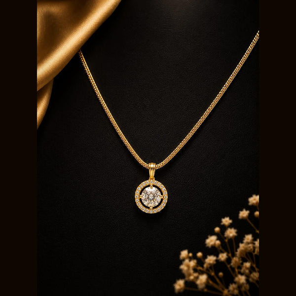 Clear Stone Halo Pendant Necklace